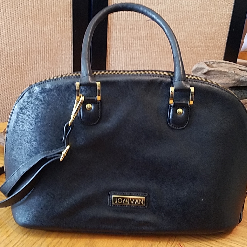JOY & IMAN HAND/SHOULDER BAG PEBBLED LEATHER BLK